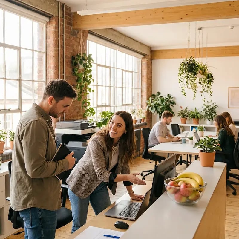 coworking-manager-laptop-talking