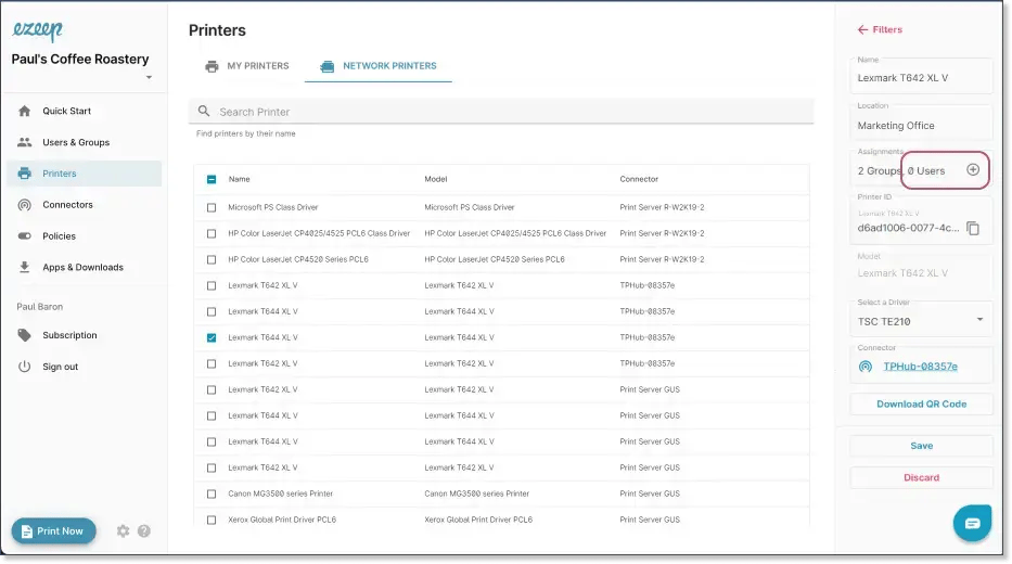 Improved Printer Assignments Editor