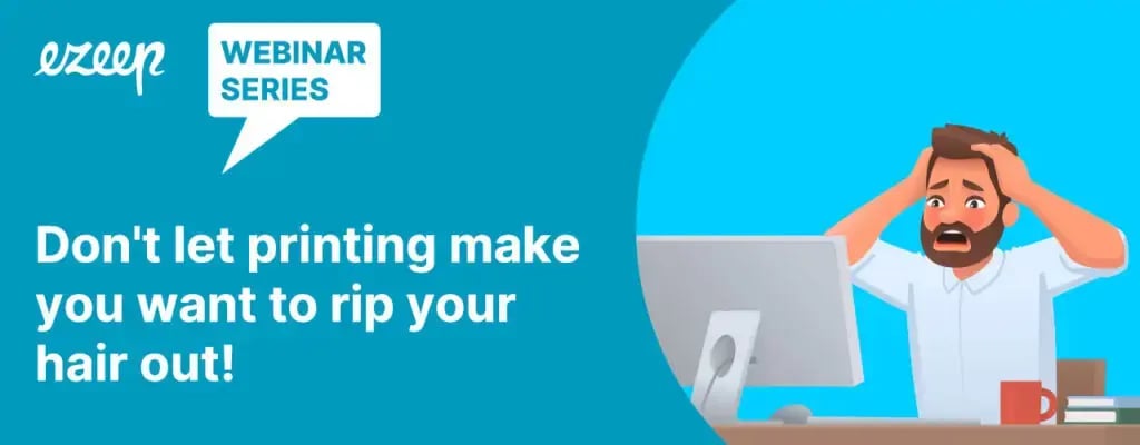 A person pulling their hair out in frustration over printing issues.