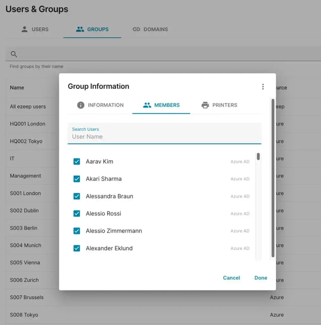 Group User Management with ezeep