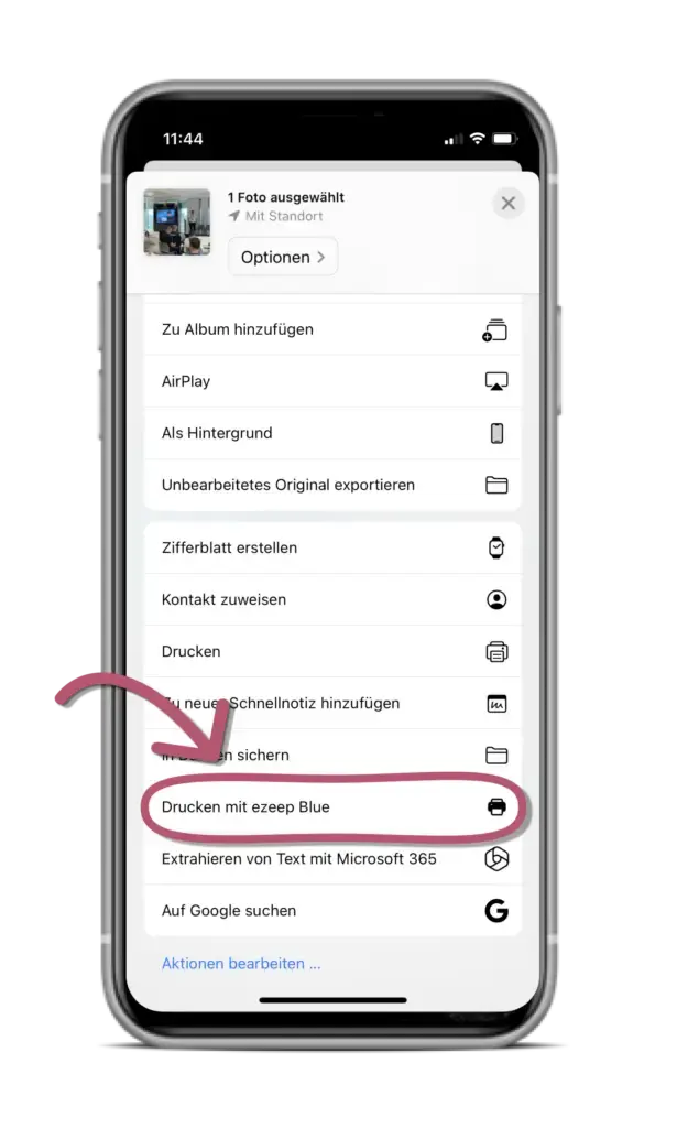 In der Liste sollte die Option Drucken mit ezeep erscheinen. Klicke einfach darauf, um zu drucken!
