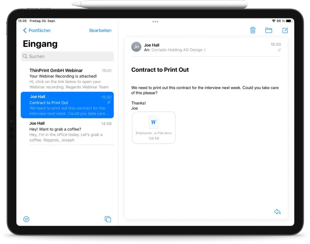 E-Mails drucken mit iPhone und iPad
