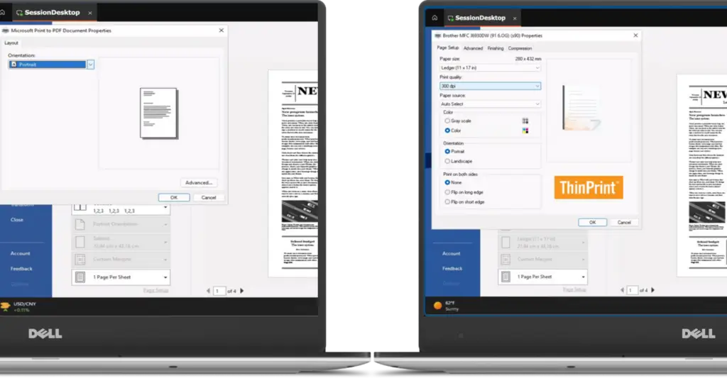 Im Vergleich zur AVD Standard-Druckerumleitung bietet ezeep viel mehr Druckerfunktionen
