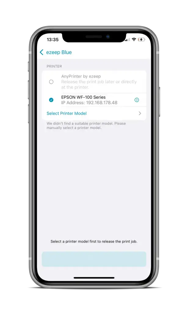 Click on Select Printer Model