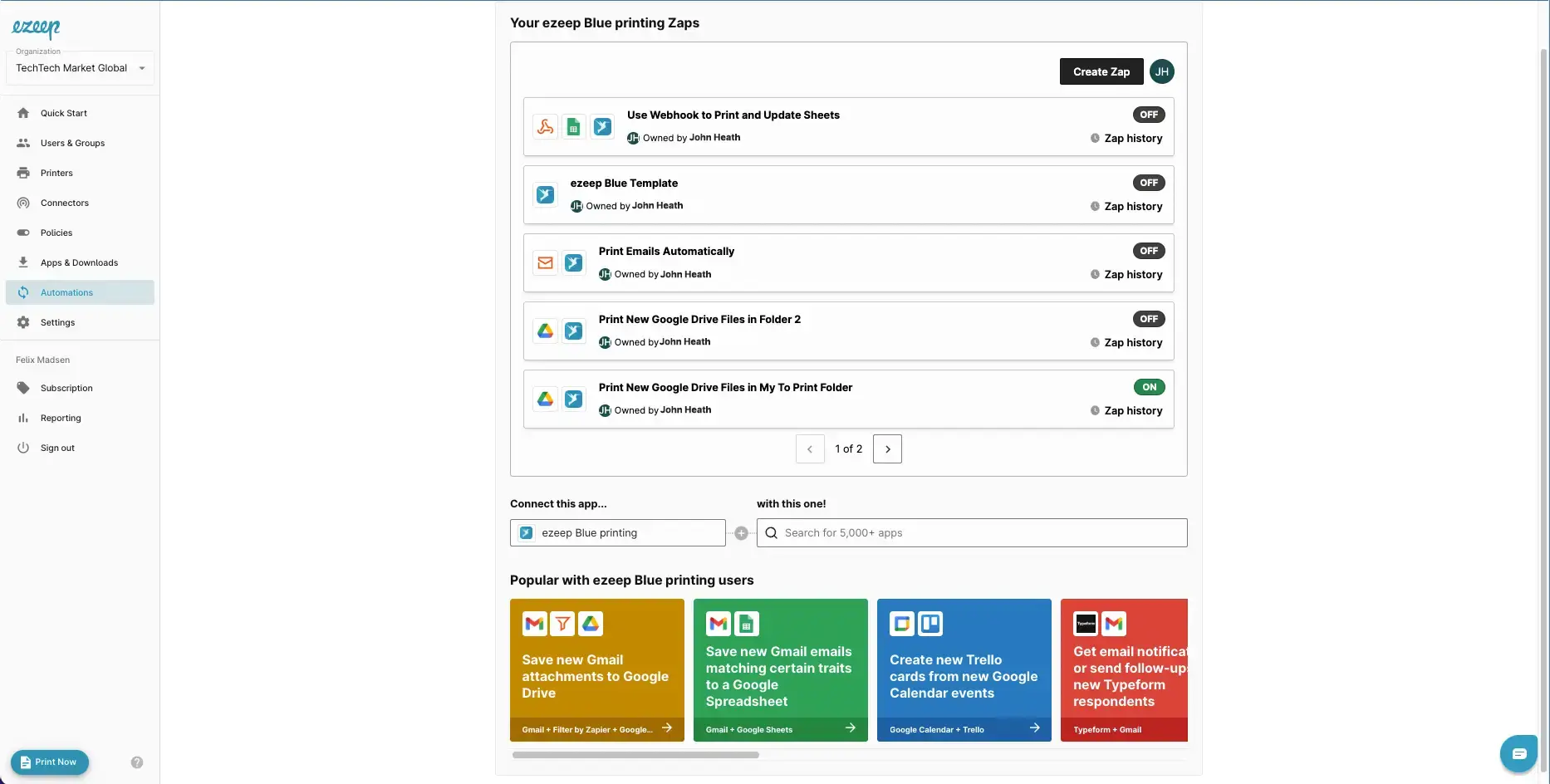 Build Print Automations in the ezeep Admin Portal