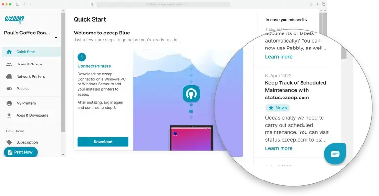 Get Help Quicker With ezeep's New Chat Button