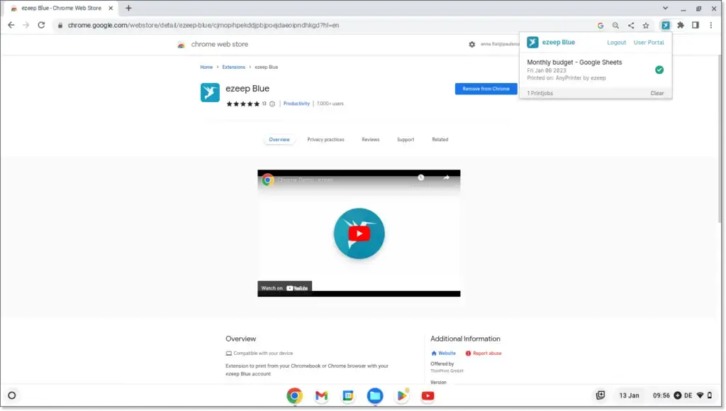 Chrome Print app and 