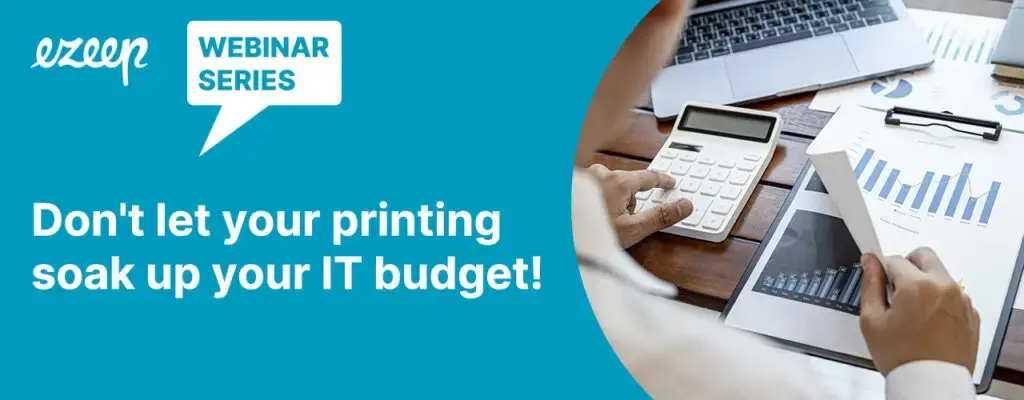 Bar chart showing IT budget allocation with a section highlighted for printing expenses.