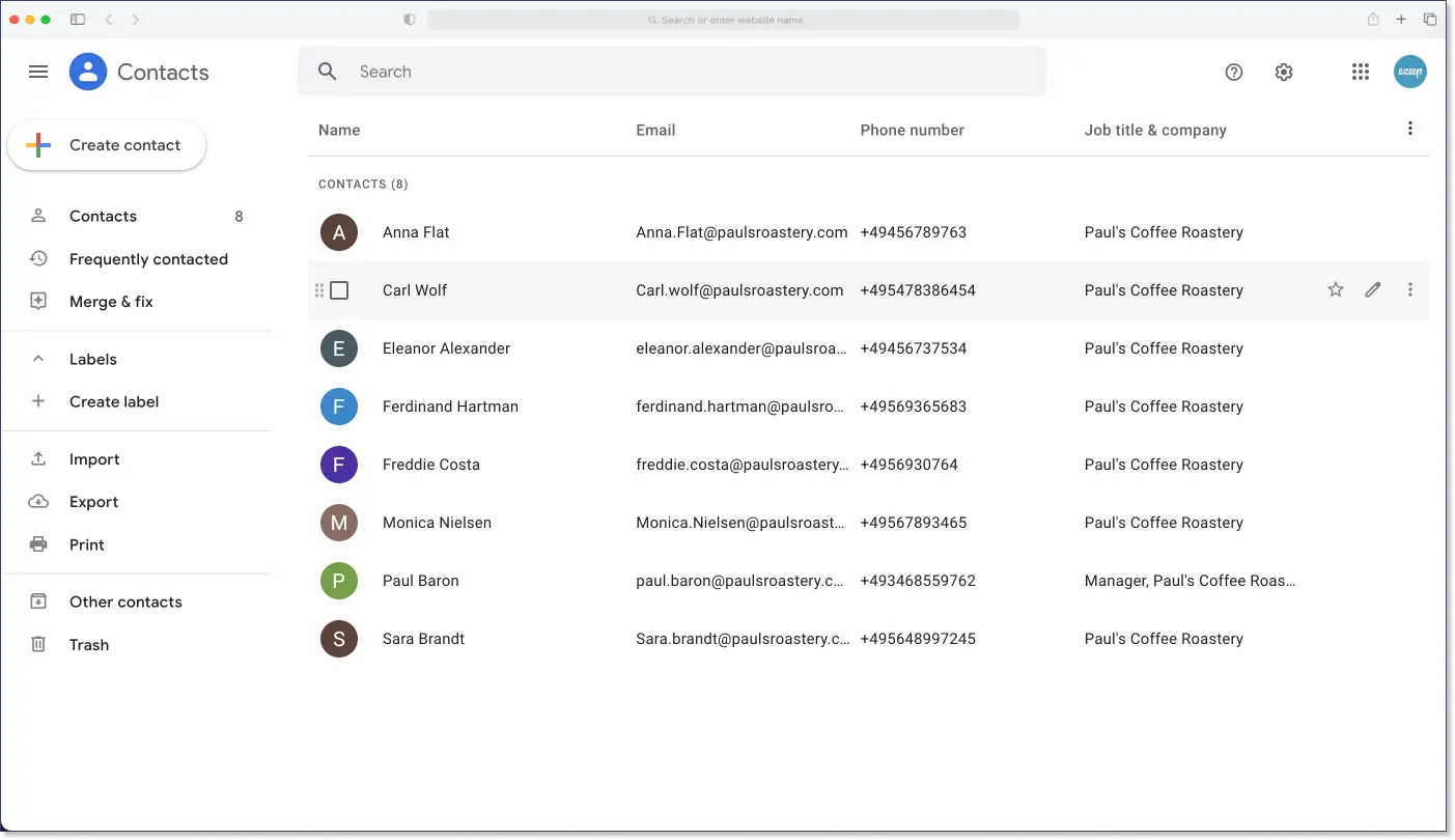 Print Google Contacts with Ease