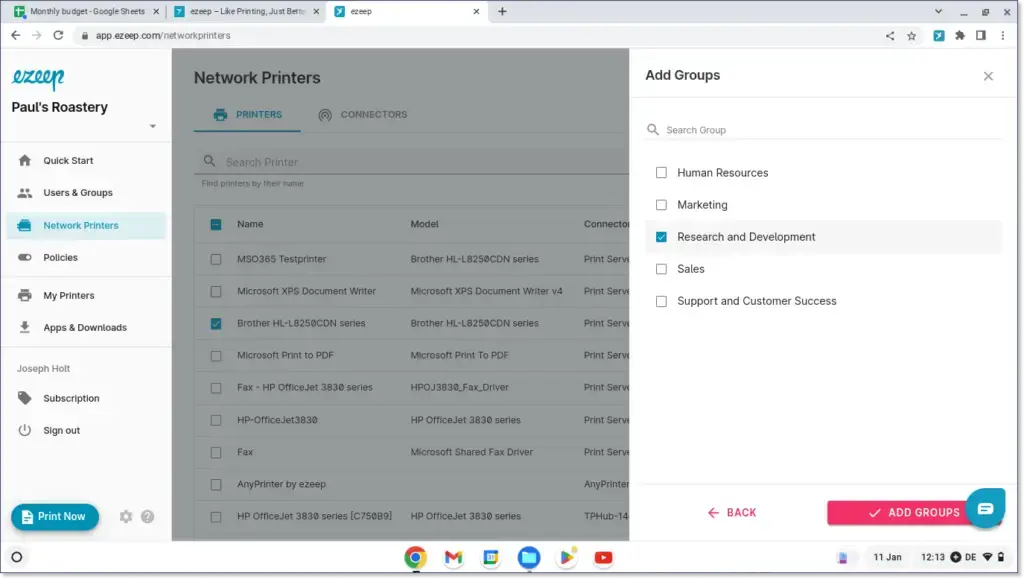 Printer-Assignment with ezeeps Chromebook Cloud Printing