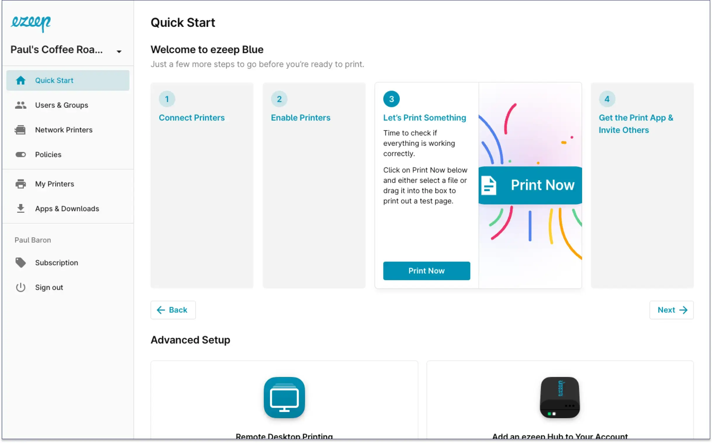 Set Up ezeep Faster: New Quick Start with Print Now