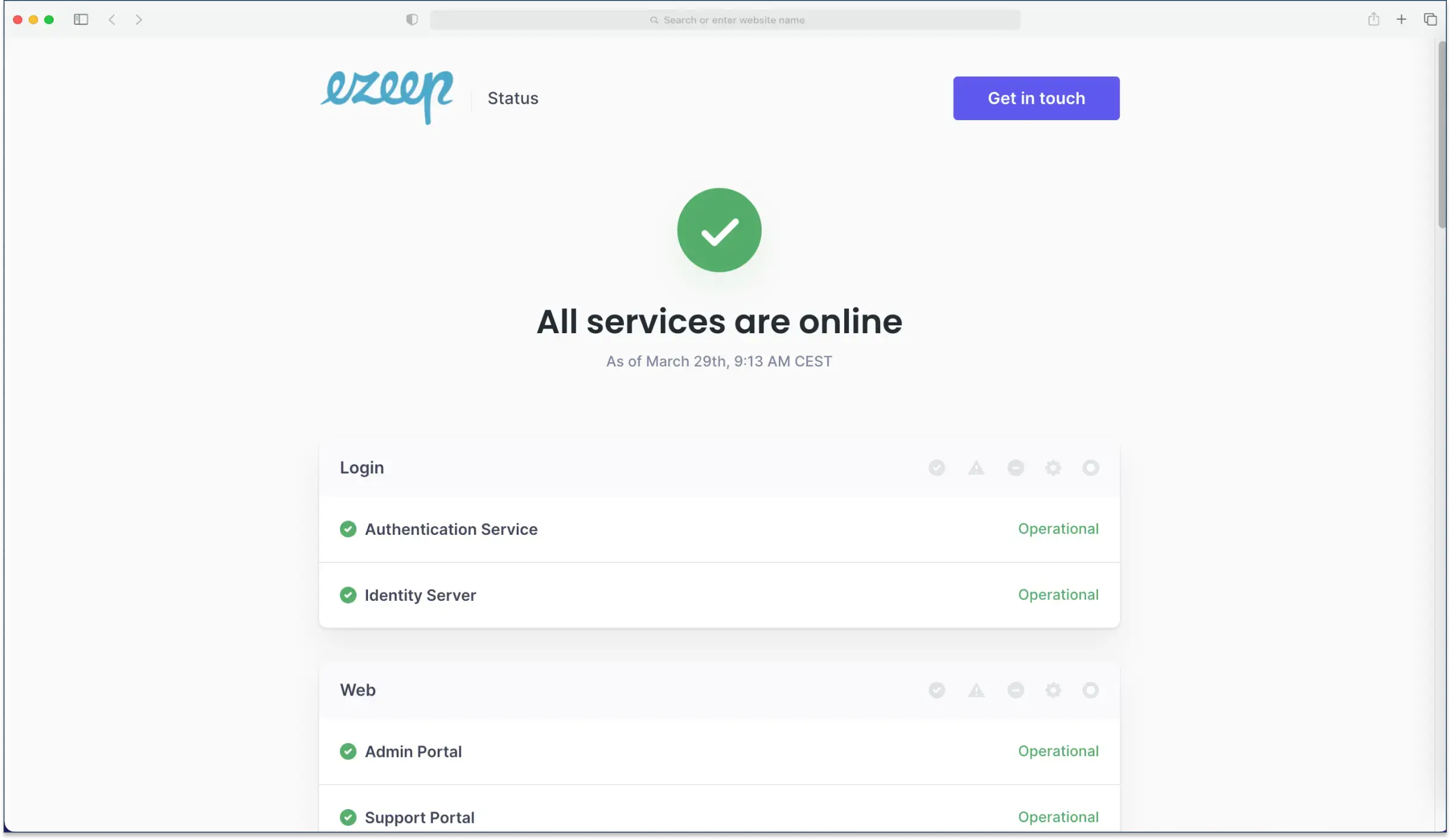 Keep Track of Scheduled Maintenance at status.ezeep.com