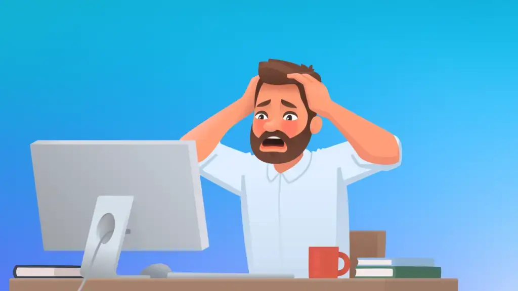 A person looking frustrated with printers